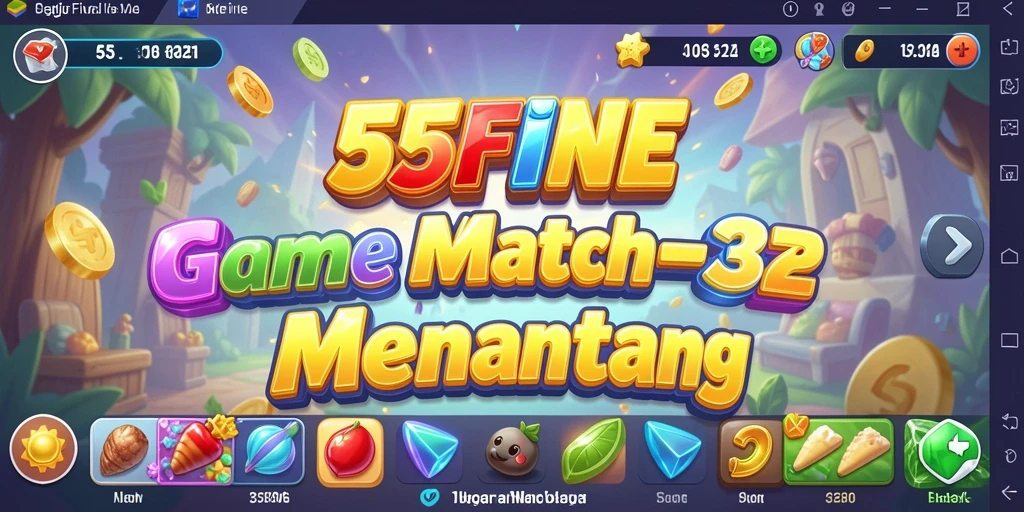 Tampilan gameplay 55FIVE menampilkan kombinasi warna-warni yang menarik.