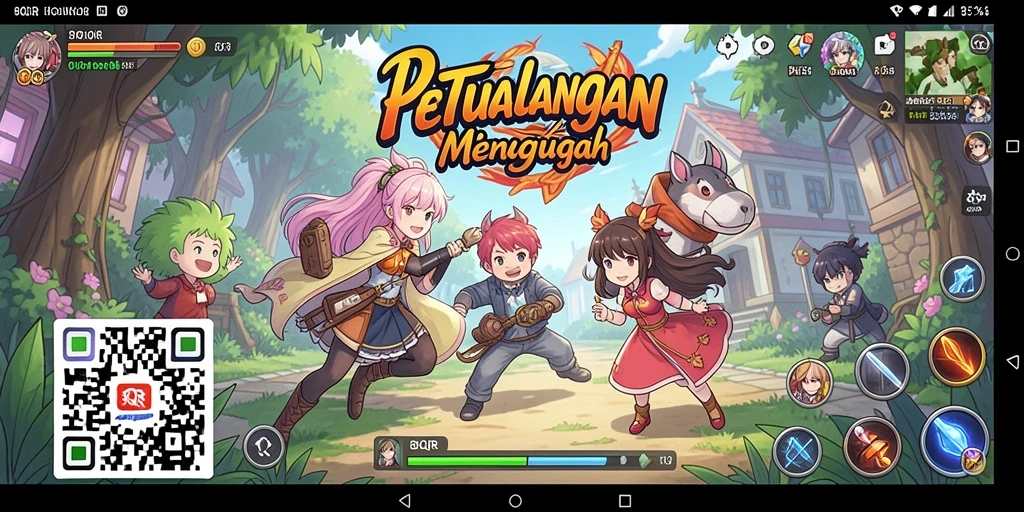 Tampilan gameplay 8QR dengan karakter Anime yang dinamis.