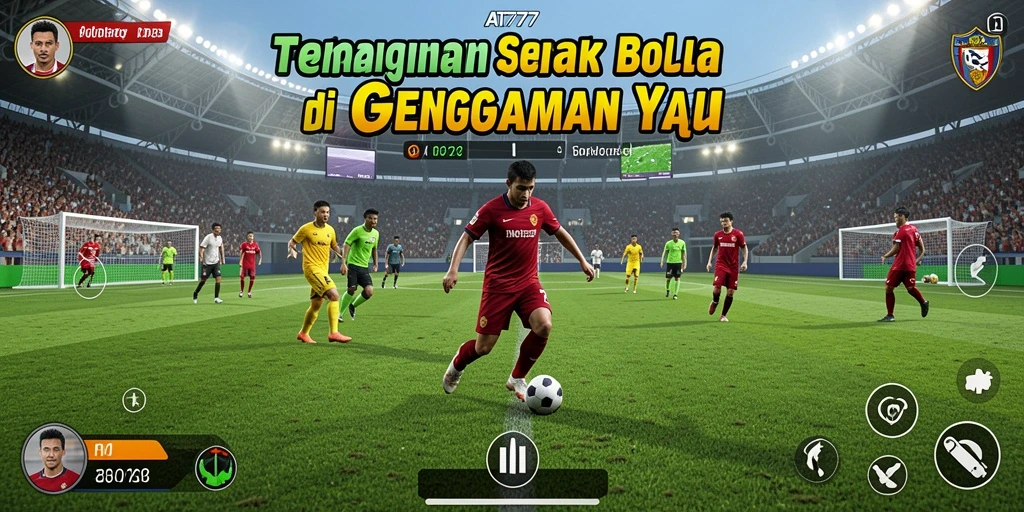 Screenshot AT777 menggambarkan aksi mendebarkan dalam pertandingan sepak bola.