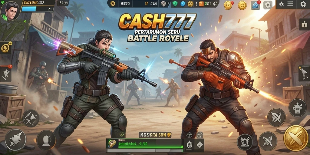 Screenshot menunjukkan pertempuran seru di arena CASH777.