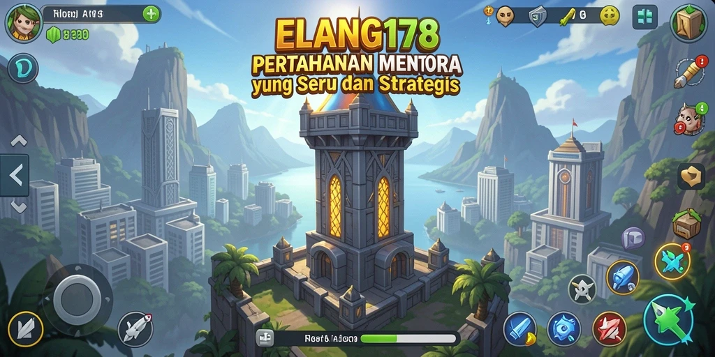 Tampilan menara pertahanan yang strategis dalam ELANG178.