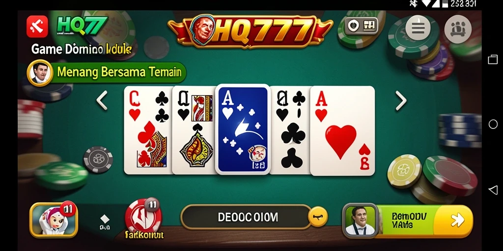 Tampilan gameplay seru di HQ777 saat bermain Domino.