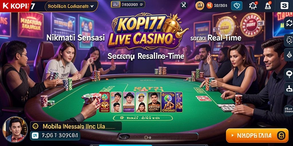 Tampilan gameplay Live Casino di KOPI77 dengan dealer langsung.