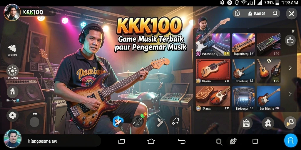 Screenshot gameplay KPK100 dengan berbagai fitur musik.