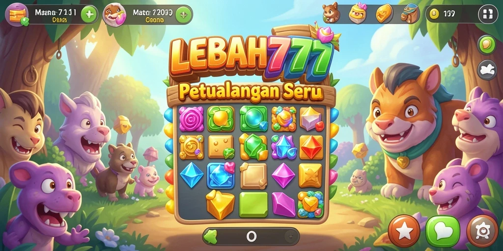 Screenshot gameplay <strong>LEBAH777</strong> yang menampilkan aksi padan batu berwarna.