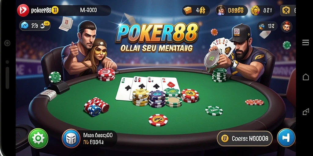 Screenshot dari gameplay seru dalam POKER88 yang menunjukkan aksi kompetitif.