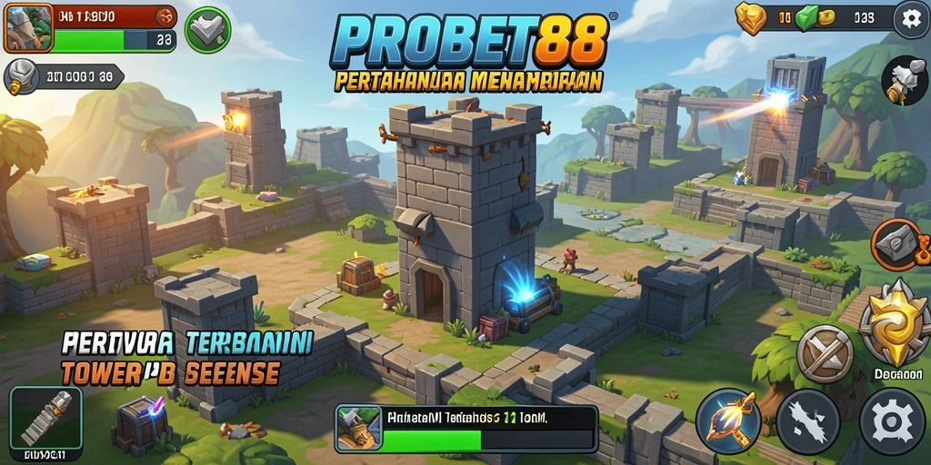 Screenshot utama PROBET88 menunjukkan aksi seru dalam Tower Defense.