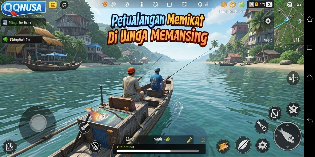 Screenshot gameplay QQNUSA yang menunjukkan pengalaman memancing seru.