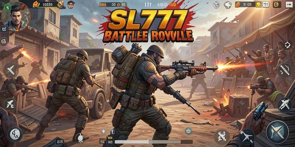 Gameplay seru SL777 di mode Battle Royale dengan pertarungan intens.