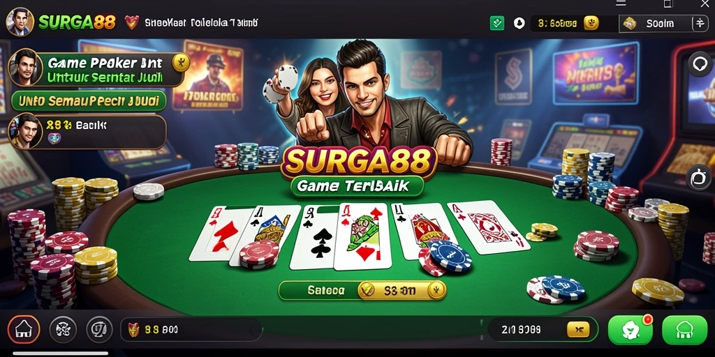 Tampilan menarik dari gameplay Poker di SURGA88.
